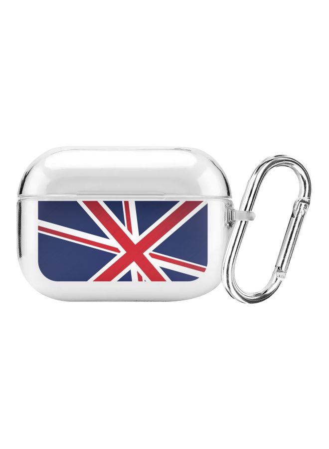 Classic Clear Series Flag Of UK Printed Case Cover With Carabiner For Apple AirPods Pro Clear/Blue/Red