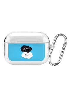 Classic Series Okay Okay Printed Case Cover With Carabiner For Apple AirPods Pro Clear/Blue/White