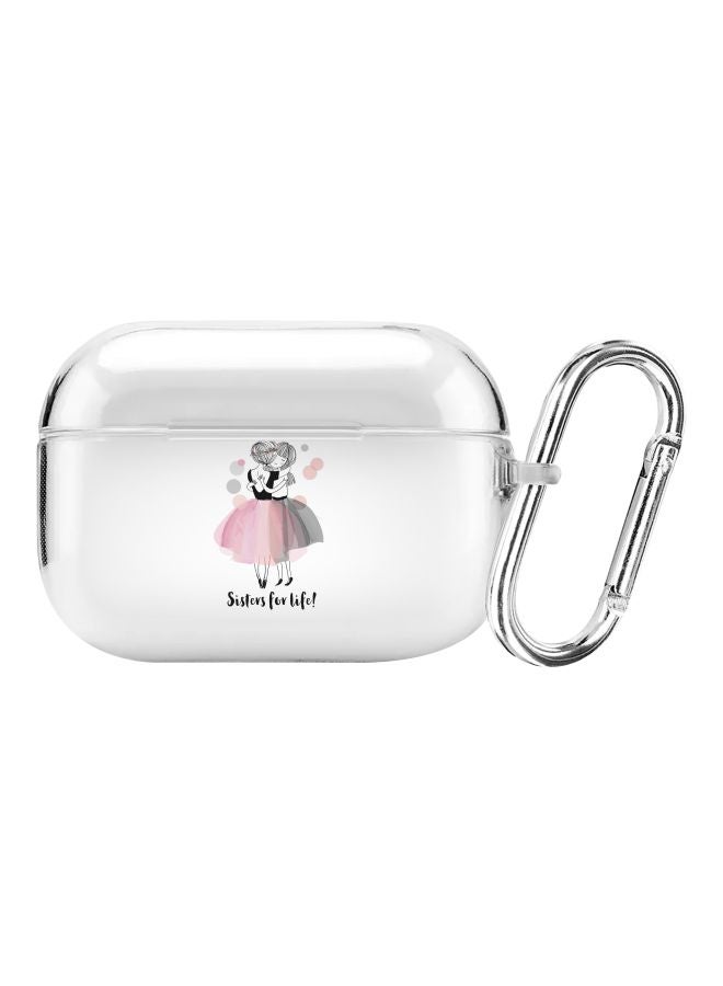 Stylizedd Classic Series Sisters For Life! Printed Case Cover With Carabiner For Apple AirPods Pro Clear/Grey/Pink - Image 1