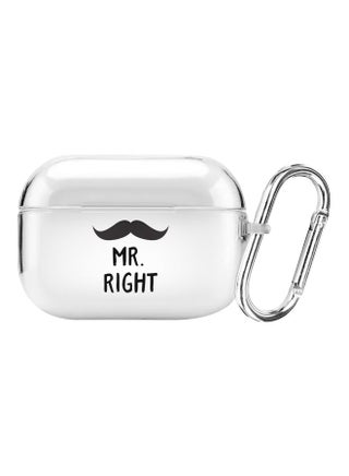 Classic Clear Series Mr. Right Printed Case Cover With Carabiner For Apple AirPods Pro Clear/Black - v1600688235/N40575248A_1