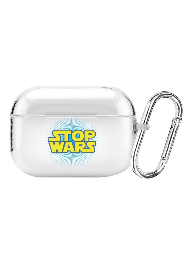 Stylizedd Classic Clear Series Stop Wars Printed Case Cover With Carabiner For Apple AirPods Pro Clear/Blue/Yellow  - Image 1