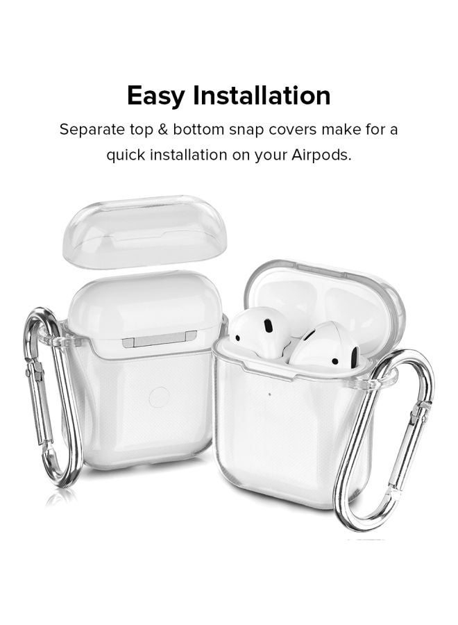Stylizedd Classic Series Exclusive Printed Case Cover With Carabiner For Apple AirPods 2/1 Clear/Black  - Image 3