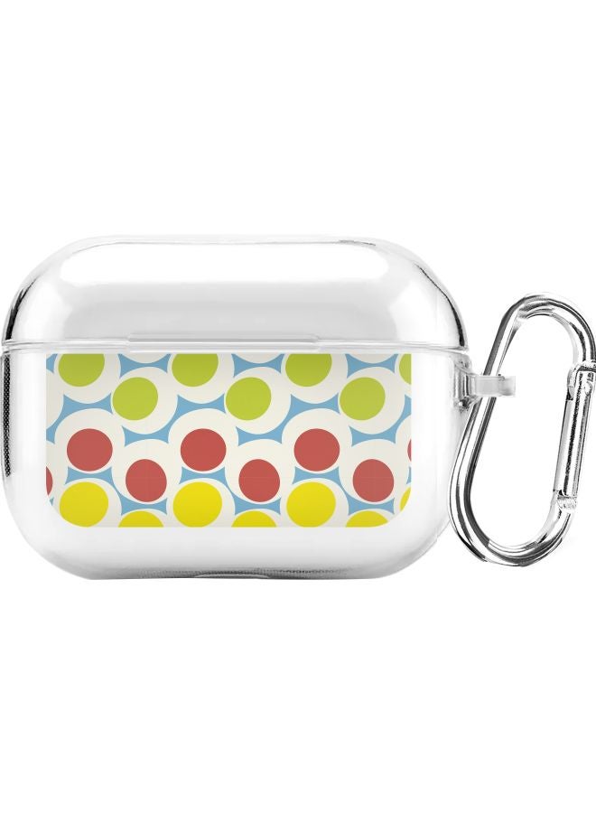 ستايلايزد حافظة واقية من سلسلة كلاسيك بنمط فقاعات السبعينيات مزودة بحلقة بقفل زنبركي لسماعة أبل آيربودز برو شفاف/ أزرق/ أخضر - Image 1