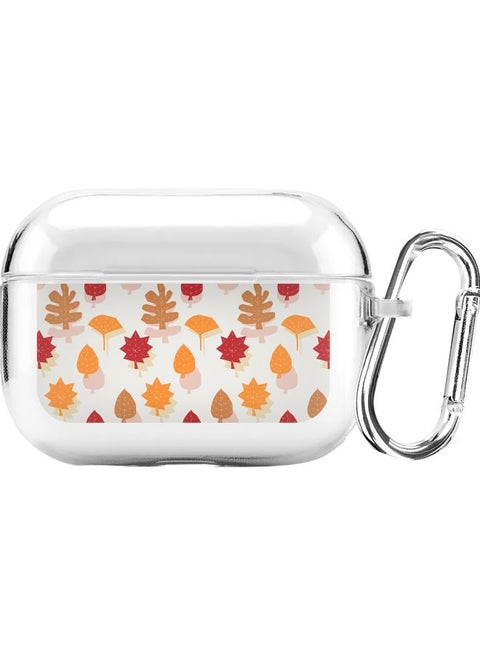 Classic Series Autumn Scribble Printed Case With Carabiner For Apple AirPods Pro Clear/Red/Orange