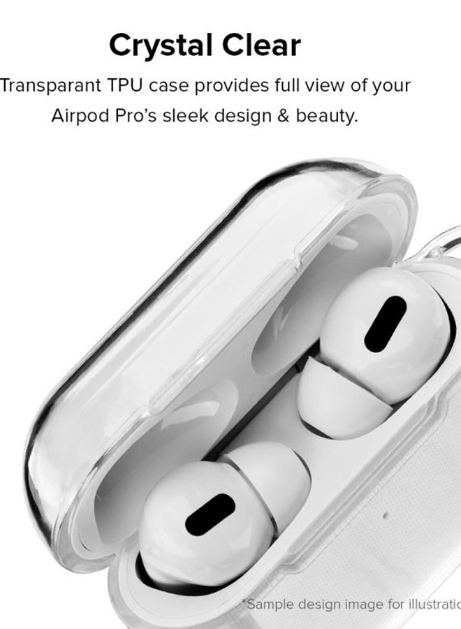 Classic Series Autumn Scribble Printed Case With Carabiner For Apple AirPods Pro Clear/Red/Orange