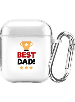 ستايلايزد غطاء حماية بحلقة للتعليق بطبعة كأس وعبارة "Best Dad" من سلسلة كلاسيك كلير لسماعات أبل آيربودز 1/2 شفاف/ أصفر/ أحمر  - Image 1