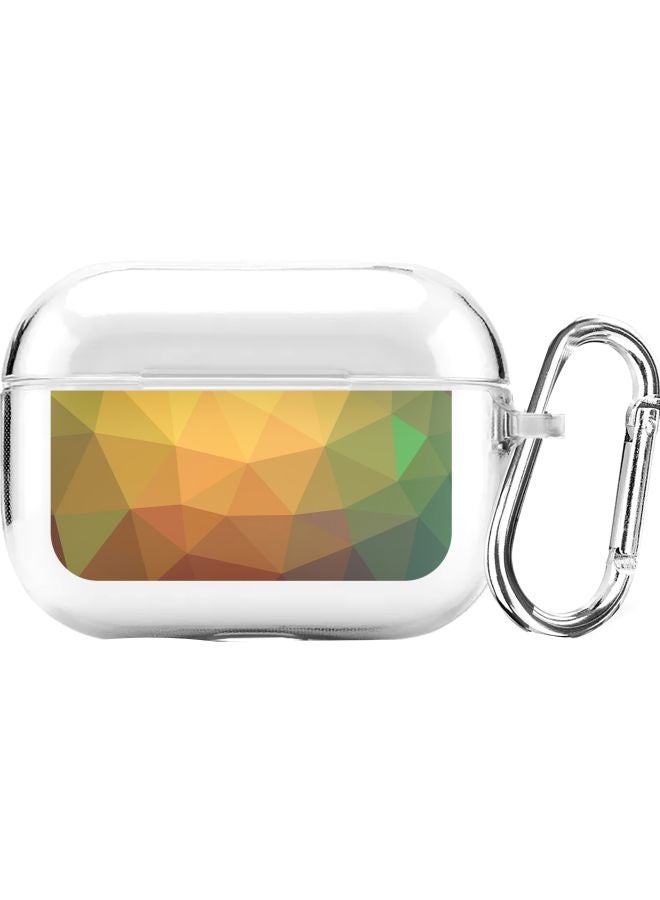 ستايلايزد غطاء حماية من سلسلة كلاسيك مزين بطبعة مع حلقة بقفل زنبركي لسماعات أبل آيربودز برو نجت ذهبي - Image 1