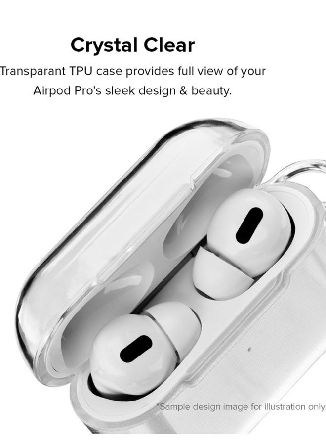 ستايلايزد علبة حماية مزودة بحلقة بقفل زنبركي من سلسلة كلاسيك بطبعة آلة كاتبة لسماعات أبل آيربودز برو شفاف / بيج - Image 2