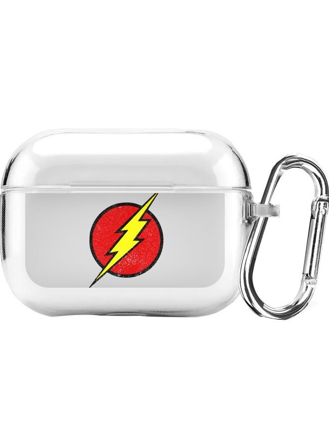Stylizedd Classic Series Who Flash Printed Case Cover With Carabiner For Apple AirPods Pro Clear/Red/Yellow  - Image 1