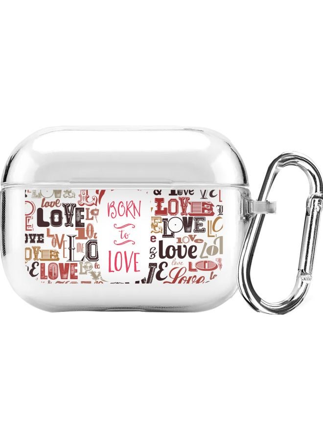 Stylizedd Classic Series Born To Love Printed Case Cover With Carabiner For Apple AirPods Pro Clear/Red/Black  - Image 1