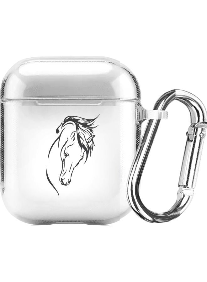 Stylizedd Classic Clear Series Arab Stallion Strut Printed Case Cover With Carabiner For Apple AirPods 2/1 Clear/Black  - Image 1