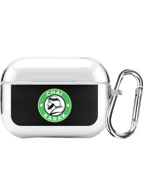 Classic Series Chai Karak Printed Case With Carabiner For Apple AirPods Pro Clear/Black/Green