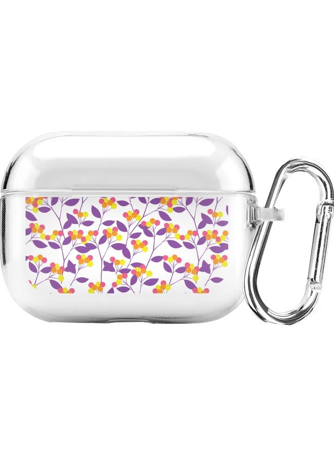 Stylizedd Spring Printed Protective Cover With Carabiner For Apple AirPods Pro Clear/Purple/Yellow - Image 1