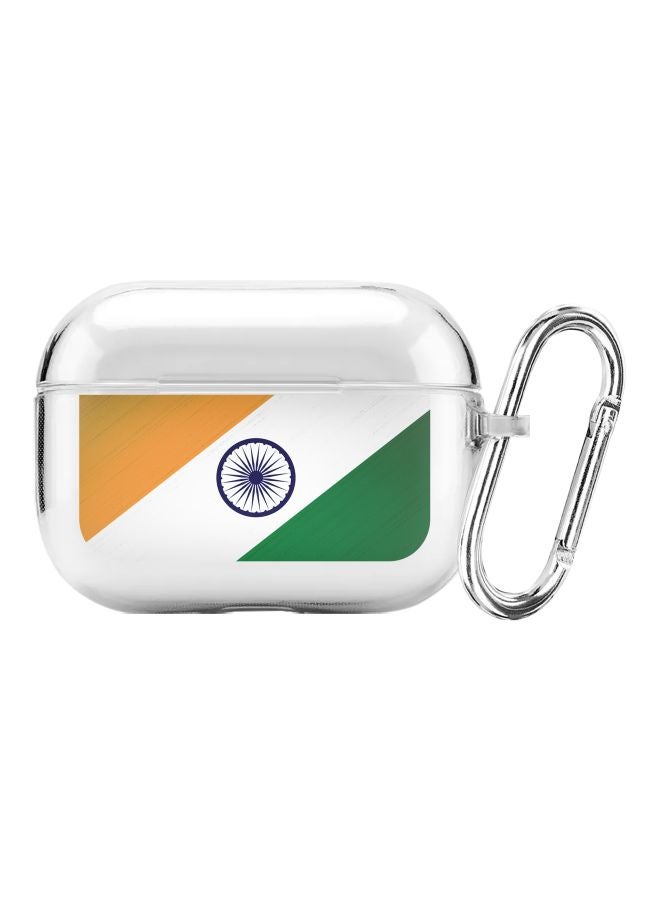 Stylizedd - Classic Series Flag Of India Printed Case With Carabiner For Apple AirPods Pro Clear/Orange/Green - Image 1