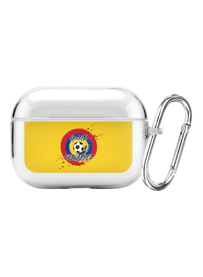 Stylizedd Classic Series Game On Colombia Printed Case Cover With Carabiner For Apple AirPods Pro Clear/Yellow/Red  - Image 1