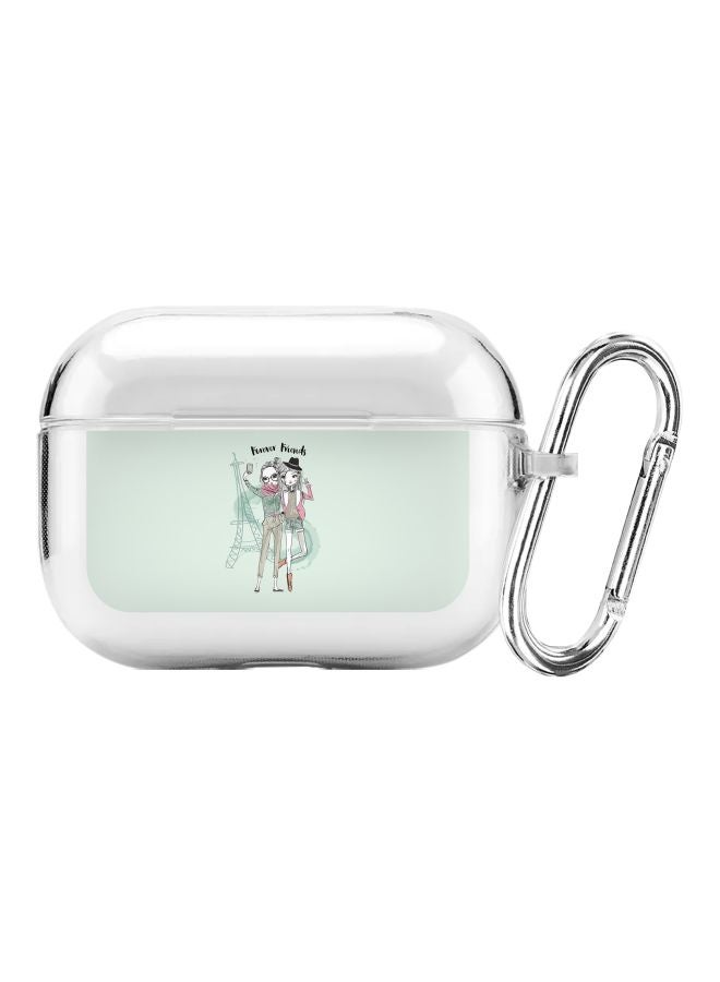 Stylizedd Classic Series Forever Friends Printed Case Cover With Carabiner For Apple AirPods Pro Clear/Green/Pink  - Image 1