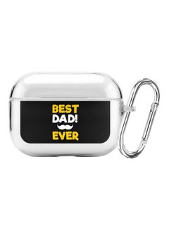 Classic Series Best Dad Ever Printed Case Cover With Carabiner For Apple AirPods Pro Clear/Black/Yellow
