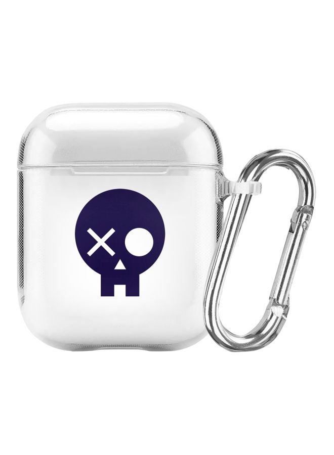 Stylizedd Classic Series Skull Patch Printed Case Cover With Carabiner For Apple AirPods 1/2 Clear/Purple  - Image 1