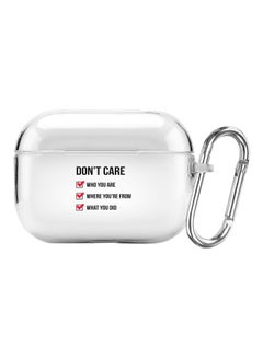 Classic Series Don't Care Printed Case With Carabiner For Apple AirPods Pro Clear/Black/Red