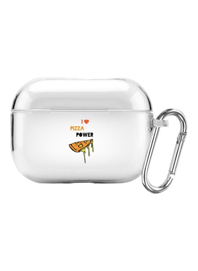Stylizedd I Love Pizza Printed Protective Cover With Carabiner For Apple AirPods Pro Clear/Black/Yellow - Image 1