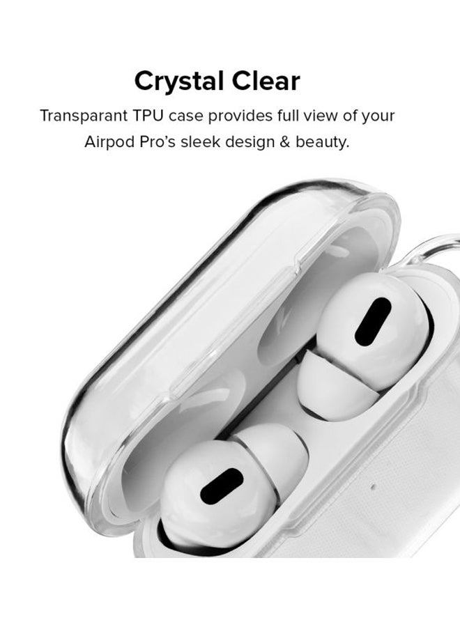 Stylizedd I Love Pizza Printed Protective Cover With Carabiner For Apple AirPods Pro Clear/Black/Yellow - Image 2