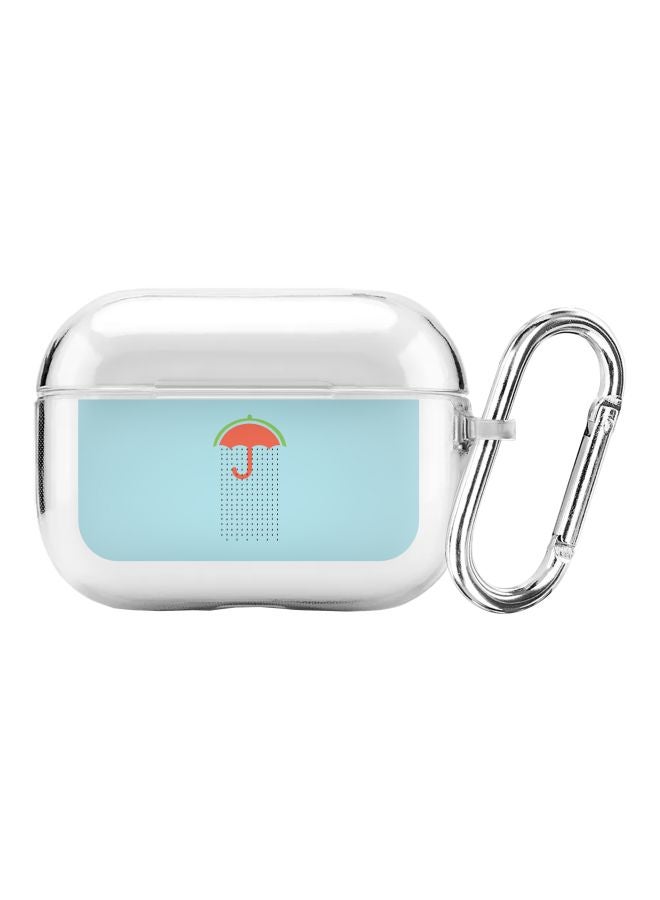 Stylizedd Classic Series Weeping Melon Umbrella Printed Case Cover With Carabiner For Apple AirPods Pro Clear/Blue/Orange - Image 1