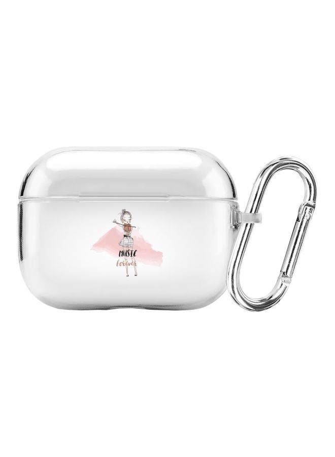Stylizedd Classic Series Music Forever Printed Case Cover With Carabiner For Apple AirPods Pro Clear/Pink/Black  - Image 1