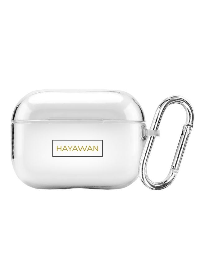 ستايلايزد حافظة من مجموعة كلاسيك كلير مطبوع عليها كلمة Hayawan مزودة بحلقة ذات قفل زنبركي لسماعات أبل آيربودز برو شفاف/أسود/أخضر - Image 1