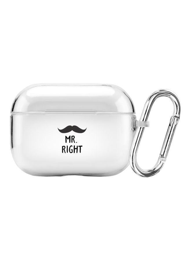 Stylizedd Classic Series Mr Right Printed Case With Carabiner For Apple AirPods Pro Clear/Black  - Image 1