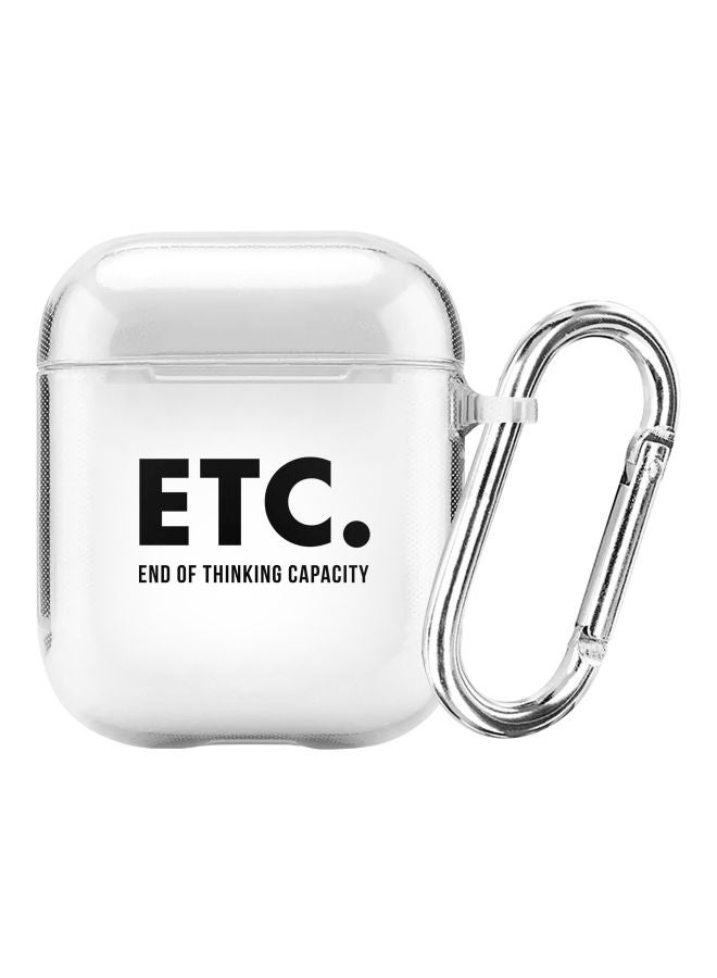 ستايلايزد غطاء حماية بطبعة "Etc." من سلسلة كلاسيك مع مشبك تعليق لسماعات أبل آيربودز 1 و2 شفاف/ أسود - Image 1