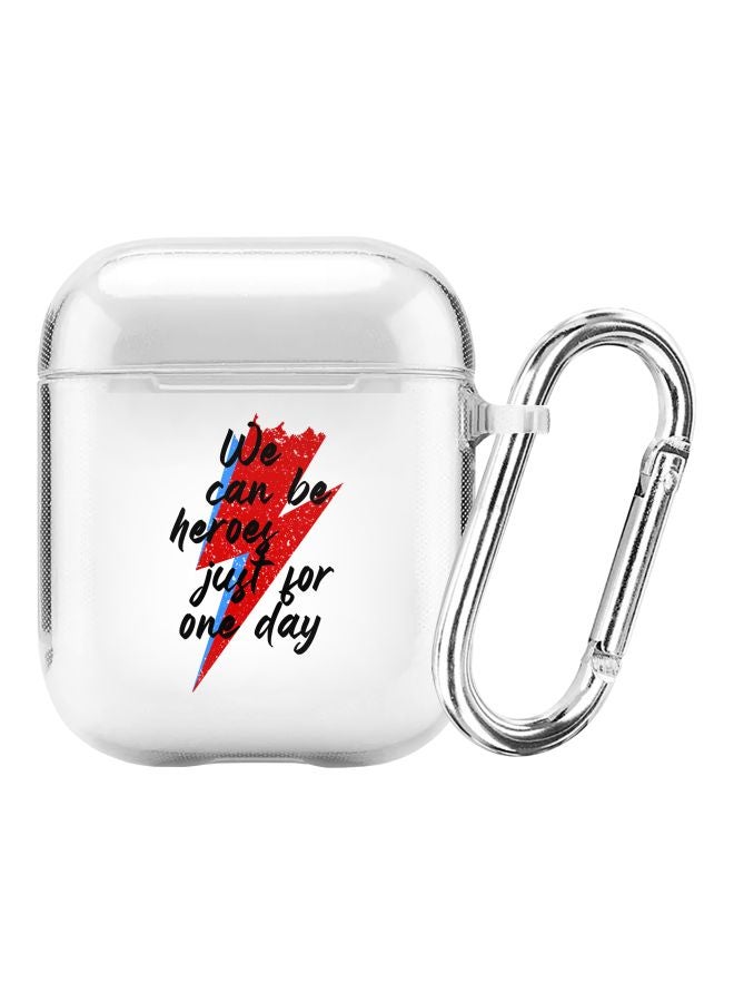 Stylizedd Classic Series We Can Be Heroes Printed Case Cover With Carabiner For Apple AirPods 1/2 Clear/Red/Black  - Image 1
