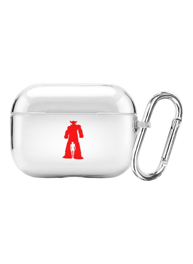 Stylizedd - Classic Clear Series Grendizer Printed Case Cover With Carabiner For Apple AirPods Pro Clear/Red - Image 1