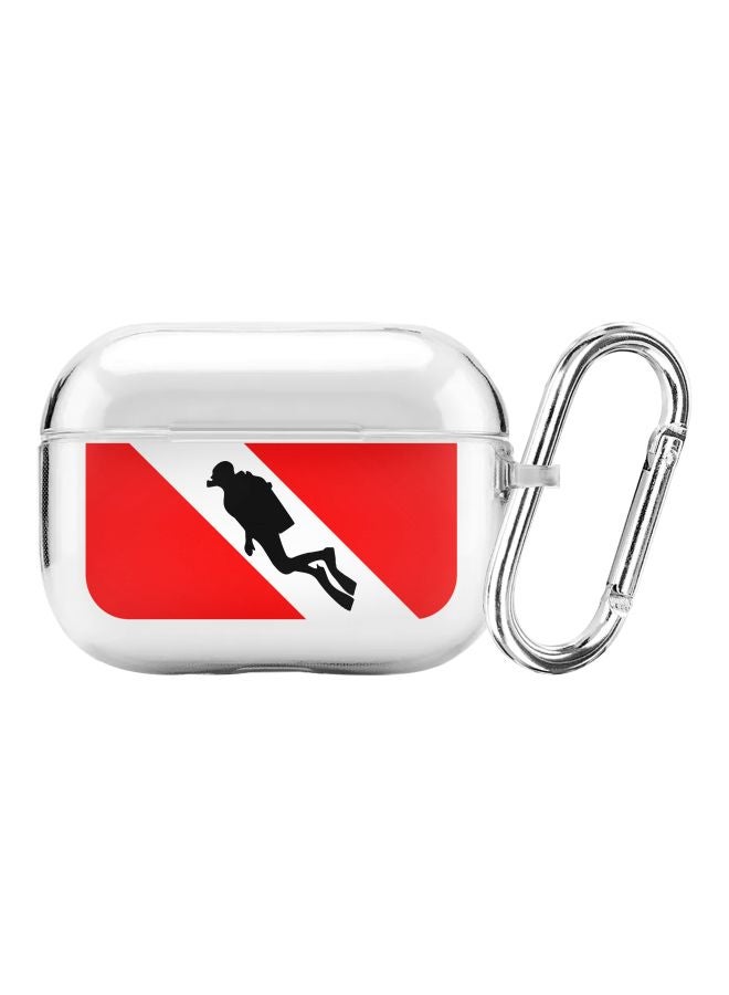 Stylizedd Diver Flag Printed Cover With Carabiner For Apple AirPods Pro Red/Black/Clear - Image 1