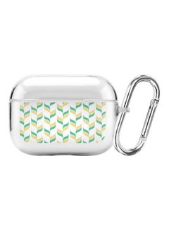 Classic Series Retro Leaves Printed Protective Case With Carabiner For Apple AirPods Pro Clear/Green/Yellow