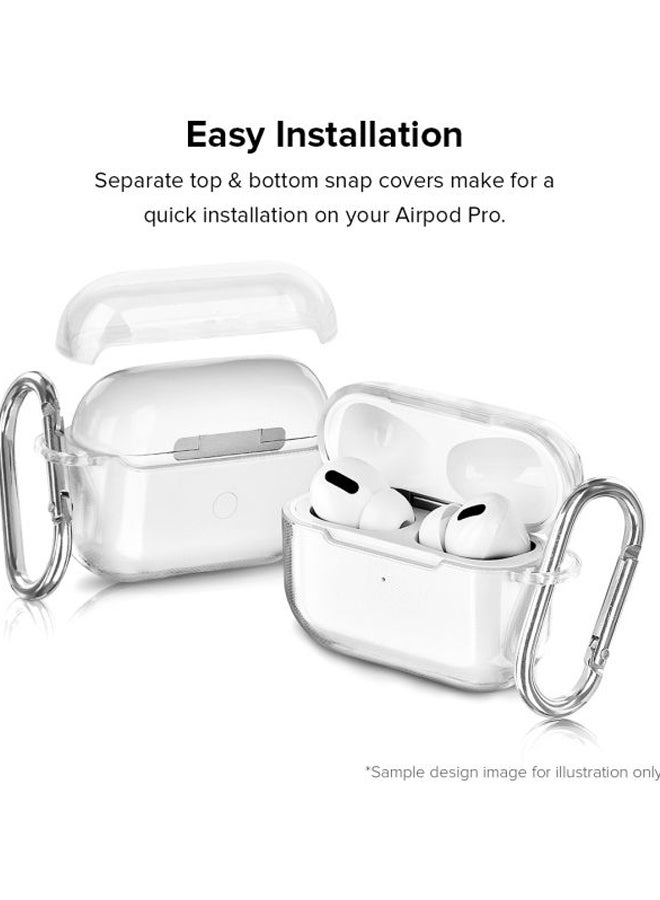 Stylizedd - Classic Series Retro Leaves Printed Protective Case With Carabiner For Apple AirPods Pro Clear/Green/Yellow - Image 1