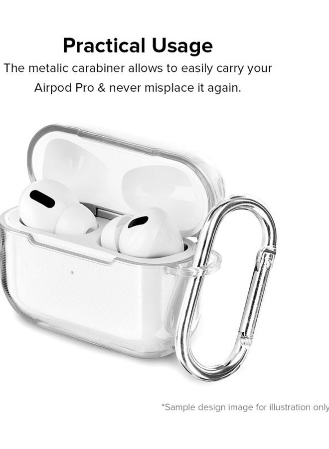 Stylizedd - Classic Series Retro Leaves Printed Protective Case With Carabiner For Apple AirPods Pro Clear/Green/Yellow - Image 1