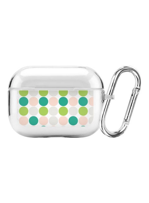 Classic Series Summer Dots Printed Case With Carabiner For Apple AirPods Pro Clear/Green/Blue