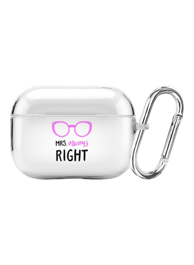 Stylizedd Mrs Always Right Printed Protective Cover With Carabiner For Apple AirPods Pro Clear/Pink/Black  - Image 1