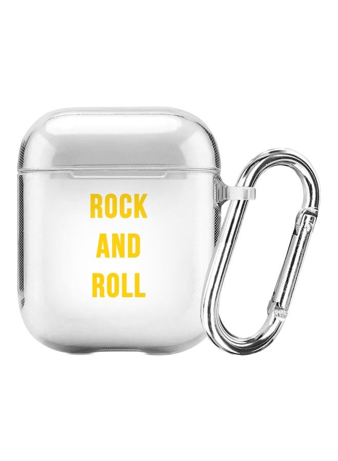 Stylizedd Classic Series Rock And Roll Printed Case Cover With Carabiner For Apple AirPods 2/1 Clear/Yellow  - Image 1