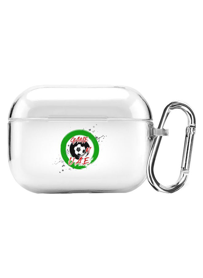 Stylizedd Game On U.A.E Printed Protective Cover With Carabiner For Apple AirPods Pro Clear/Green/Black - Image 1