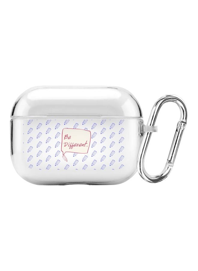 Stylizedd - Classic Series Be Different Printed Case Cover With Carabiner For Apple AirPods Pro Clear/Blue/Red - Image 1