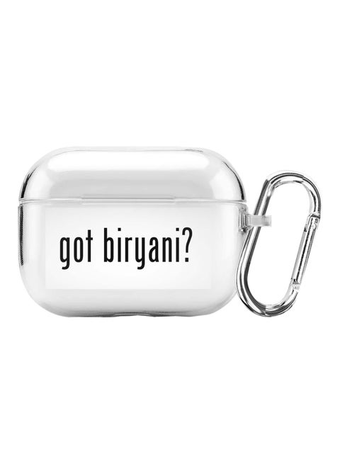 Classic Series Got Biryani? Printed Case With Carabiner For Apple AirPods Pro Clear/Black