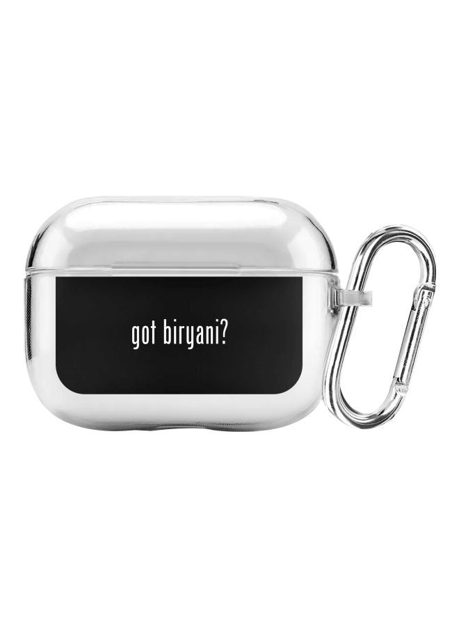 Stylizedd Classic Series Got Biryani Printed Protective Case With Carabiner For Apple AirPods Pro Clear/Black/White  - Image 1