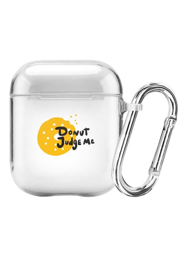 Stylizedd Classic Series Donut Judge Me Printed Case With Carabiner For Apple AirPods 2/1 Clear/Black/Yellow  - Image 1
