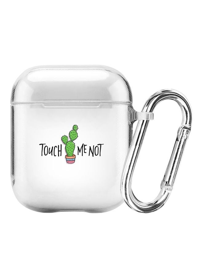 ستايلايزد علبة حماية من سلسلة كلاسيك مطبوع عليها عبارة "Touch Me Not" ومزودة بحلقة بقفل زنبركي لسماعات أبل آيربودز 2/ ‏1 شفاف/ أخضر/ أسود - Image 1