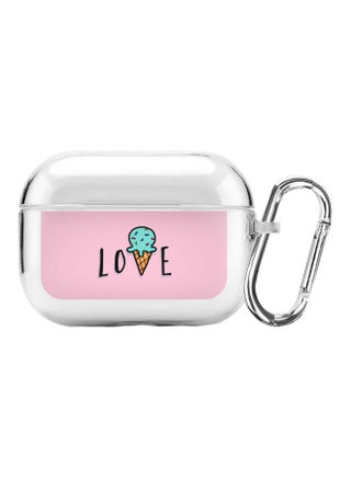 Classic Clear Series Love Ice Cream Cone Printed Case Cover With Carabiner For Apple AirPods Pro Clear/Pink/Blue - v1600688556/N40575553A_1