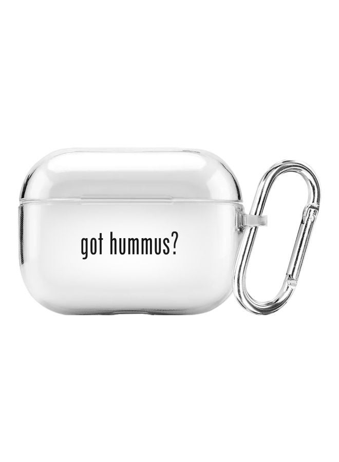 Stylizedd Classic Series Got Hummus? Printed Case Cover With Carabiner For Apple AirPods Pro Clear/Black - Image 1