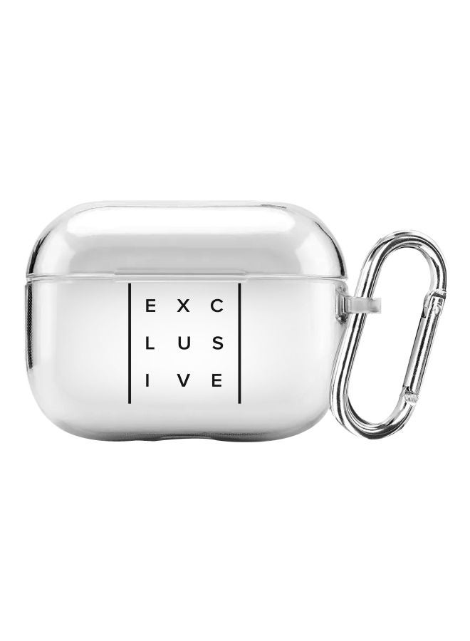 ستايلايزد غطاء حماية واقٍ بطبعة كلمة "Exclusive" من سلسلة كلاسيك مع حلقة لسماعة أبل آيربودز برو شفاف/ أسود - Image 1