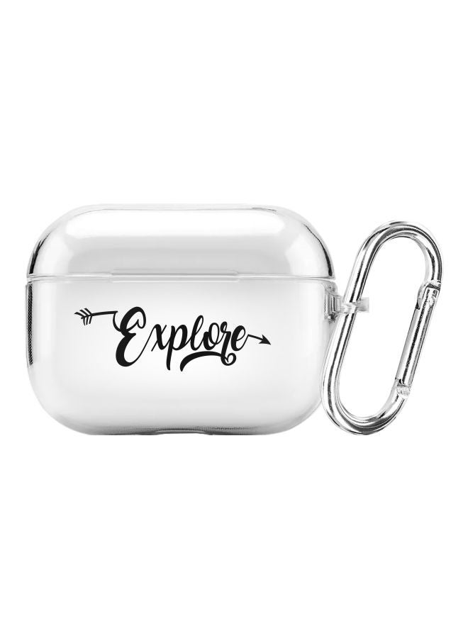 Stylizedd Classic Series Explore Printed Case Cover With Carabiner For Apple AirPods Pro Clear/Black  - Image 1