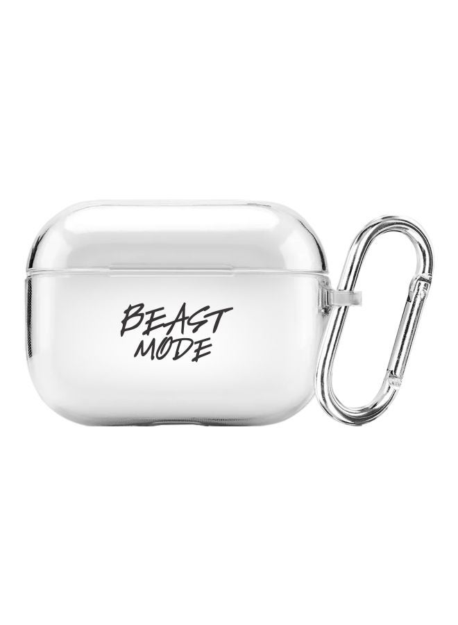 Stylizedd Classic Clear Series Beast Mode Printed Case Cover With Carabiner For Apple AirPods Pro Clear/Black - Image 1